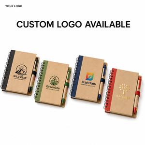 Custom Logo Eco-friendly Kraft Spiral <b>Notebook</b> with Pen and Sticky Notes <b>Set</b> A5 Hardcover Business Stationery Corporate Gift - Product Image 2