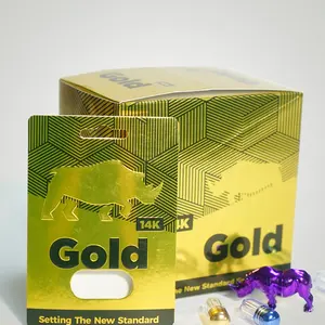 Hộp giấy vàng 14k bán buôn tùy chỉnh in có thể gập lại nam tăng cường bổ sung viên nang viên thuốc hộp giấy nhỏ