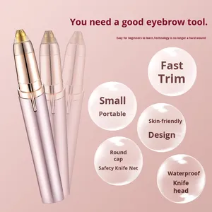 เครื่องมือตัดแต่งคิ้วสำหรับมือใหม่ แบบอัตโนมัติ พร้อมแปรงโกนขนจมูกและที่ขูด ใช้แบตเตอรี่ - Product Image 2