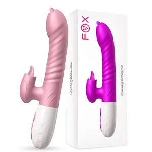 폭스 눈부신 V10 텔레스코픽 진동기 여성 난방 텔레스코픽 혀 핥기 자위 장치 성인 섹스 제품