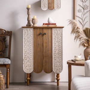 Mueble <span class=keywords><strong>de</strong></span> <span class=keywords><strong>Entrada</strong></span> <span class=keywords><strong>de</strong></span> Madera Maciza Tallada Estilo Francés, Aparador <span class=keywords><strong>de</strong></span> <span class=keywords><strong>Entrada</strong></span> para Villa u Hotel, Mueble Auxiliar Vintage con Acabado Desgastado para Sala <span class=keywords><strong>de</strong></span> Estar - Product Image 1
