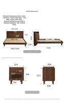 601206 Lit plateforme moderne en bois massif de chêne, cadre de lit Queen/King Size pour ensemble de chambre d'hôtel