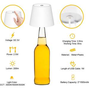 Lampada da Tavolo in Plastica Antela con Controllo Touch LED, 3000K 4000K 5000K, Ricaricabile a Batteria, Paralume Bianco, Design Minimalista - Product Image 2