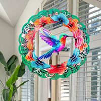 Carillon éolien rotatif en métal à fleurs colorées 3D pour jardin, carillons de sublimation suspendus, ornements d'extérieur