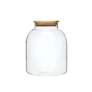 Pot de <span class=keywords><strong>terrarium</strong></span> en verre de forme ronde fait main avec couvercle en bambou pour le stockage du thé - Product Image 1