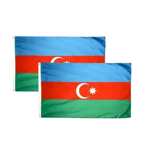 Personalizado al por mayor Azul Rojo verde Azerbaiyán banderas nacionales del mundo poliéster 3x5 pies <span class=keywords><strong>Bandera</strong></span> de Azerbaiyán - Product Image 3