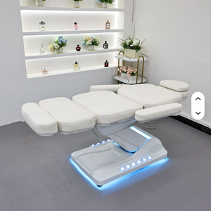 Hot Selling <b>Electric</b> Beauty Bed PU Leather White 3 Motor Built-In Headrest Salon Furniture Commercial Use For Beauty Salon - Product Image 2