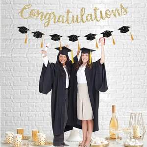 Suministros <span class=keywords><strong>para</strong></span> fiestas de graduación con pancarta de papel de felicitaciones y <span class=keywords><strong>guirnaldas</strong></span> de gorras de graduación <span class=keywords><strong>para</strong></span> la ceremonia de graduación de la escuela secundaria - Product Image 2
