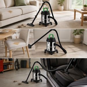 เครื่องดูดฝุ่นแบบพกพา K-D/W ถังสแตนเลส 12 ลิตร/15 ลิตร 1200 วัตต์ สำหรับดูดฝุ่นแห้งและเปียก พร้อมไส้กรอง HEPA สำหรับใช้ในรถยนต์และกลางแจ้ง - Product Image 2