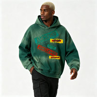 AMCLEVER 2026 Sweat à capuche pour homme délavé à l'acide, dégradé, coupe oversize, 360 g/m², pull vierge, personnalisable DTG DTF, logo OEM