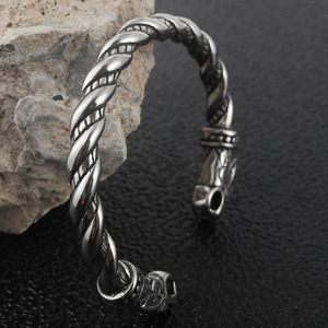 Tibetan Silver Twisted Dragon Open <b>Bangle</b> For <b>Men</b> And Women Jewelry Gift Fashion Bracelet 28mm - Product Image 2
