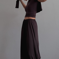 Ensemble de vêtements de détente pour femmes en deux pièces, imprimé bleu gris automnal, haut à manches longues à col rond, pantalon ample à jambes larges, décontracté, polyester/coton