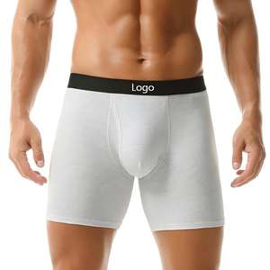 Boxer Lunghi da <span class=keywords><strong>Uomo</strong></span> in Maglia <span class=keywords><strong>di</strong></span> Cotone a Coste 1x1, Traspiranti, Vestibilità a 360°, Anti-Arrotolamento, Ecologici e Antibatterici - Product Image 1