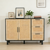 Buffet moderne en bois de chêne, 3 tiroirs, 2 portes, gain de place, meuble de salon, hôtel, villa, salle à manger, grande capacité de rangement