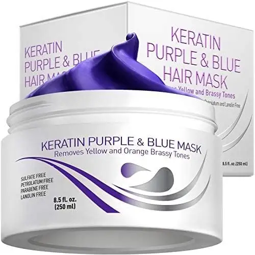 Wholesale Custom Keratin Purple,blue Hair Mask Professional Remove Yellow And Orange Brassy Tones Hair Cream 250Ml