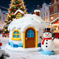Vente en gros de maisons de conte de fées de Noël en fibre de verre, décoration en résine, chalet de Noël du Père Noël pour location d'accessoires d'événements et de fêtes