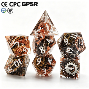 Nouvel ensemble de dés en résine à engrenages mécaniques steampunk, dés polyédriques complets pour D&D et jeux de table - Product Image 1