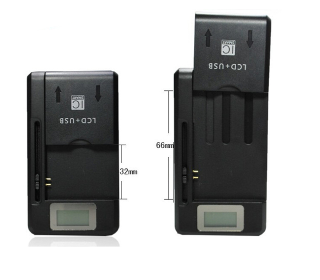 4.2V Mobile Universal Camera Battery Charger Screen with USB Output LCD Indicator for 28mm - 66mm Lithium Battery