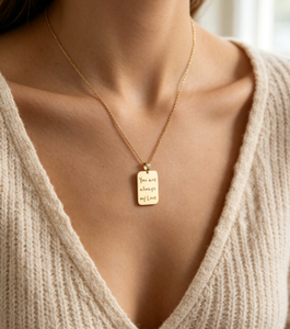 Collar con Colgante de Acero Inoxidable Grabado Personalizado para Perro, Placa con Nombre Cuadrada Personalizada, Te Amo Siempre, Regalo para Mujer - Product Image 1