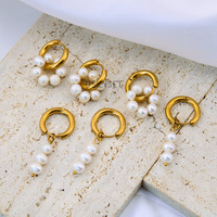 Bijoux hypoallergéniques pour femmes, boucles d'oreilles Huggie en acier inoxydable plaqué or 18k Pvd, chaîne de perles étanche