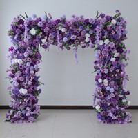 A-1720 haute qualité Floral arc mariage fête décor 5d soie fleur mur 8ft blanc cerisier fleur artificielle arc fleur mur