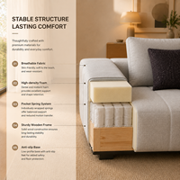 Canapé modulaire en forme de L en tissu gris clair écologique moderne avec chaise longue rembourrée en éponge pour appartement et hôtel
