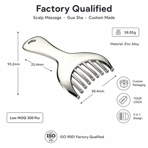 Peigne Gua Sha KINWONG 2-en-1 en alliage de zinc pour <span class=keywords><strong>massage</strong></span> du cuir chevelu, démêlant, grattoir pour le visage et le corps, personnalisable OEM, vente en gros - Product Image 5