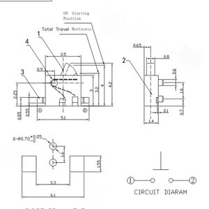 Micro-interrupteur inversé et ultra-miniature, KFC-C-16B, interrupteur de fin de course tactile SMD à 2 broches pour détection rapide du réinitialisation, normalement ouvert (NO) - Product Image 3