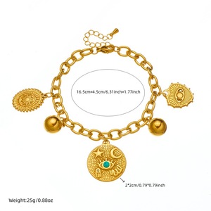Fashion Charm Bracelet Zinc Alloy Round Turquoise Eye Star Moon Pendant Gift Jewelry - Product Image 4