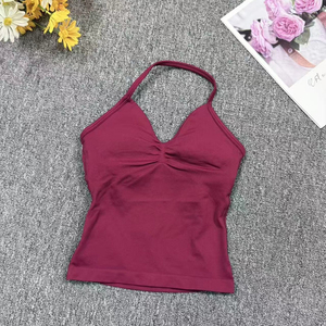 Top da Yoga da <span class=keywords><strong>Donna</strong></span> con Scollo a V e Reggiseno Integrato, Tinta Unita, Sportivo, Modellante, ad Asciugatura Rapida, Direttamente dalla Fabbrica - Product Image 3