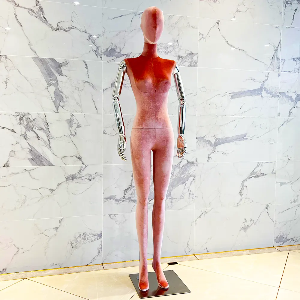 Fashion style mannequin full body woman good quality velvet mannequin garment window display store mannequin