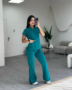 Ensemble <span class=keywords><strong>de</strong></span> blouses médicales YUHONG, confortable, extensible, col en V, manches courtes, unisexe, uniformes d'assistant dentaire, respirant, doux, vêtements <span class=keywords><strong>de</strong></span> <span class=keywords><strong>travail</strong></span> médicaux - Product Image 5