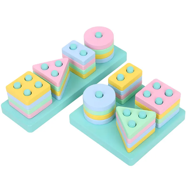 Montessori Toys Wooden Sorting and Stacking Toys Color Recognition Shape Sorter Blocks for Toddlers Preschool Learning Education