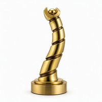 Trophée Fontaine Métallique Doré Poli à Côtes Radiantes, Base Cylindrique Noire, Gravure Personnalisée, Impression UV, Récompense pour Cadeaux de Salon Professionnel