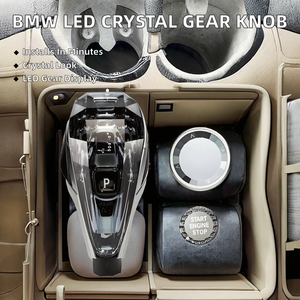 M <strong>Badge</strong> 3-Piece Car Central Console LED Crystal Gear Shift Knob AD Origin Button for <strong>PORSCHE</strong> Cayenne 2013-2017 PVC Material - Product Image 2