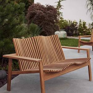 Banc de patio en bois massif, design minimaliste, 2 places, mobilier d'extérieur, style moderne durable - Product Image 1