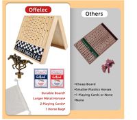 Grand jeu de course de chevaux de 23 pouces, boîte en bois pliable, jeu de course de chevaux avec 11 chevaux en métal rétro, 2 dés, 2 cartes à jouer