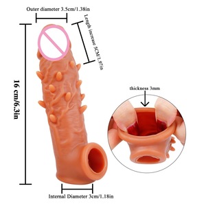 Hochwertige fern gesteuerte Sexspielzeug für Männer Silikon männlich Penis Extender Vibrierender Penis Wieder verwendbare Tpe Dildos Kondom - Product Image 5