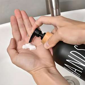 ขวดปั๊มสบู่เหลวแก้วทรงกลมแบบบอสตัน สีใส สีเหลืองอำพัน สีดำ สีขาว ขนาด 16 ออนซ์ 8 ออนซ์ 250 มล. 500 มล. สำหรับเครื่องสำอาง - Product Image 4