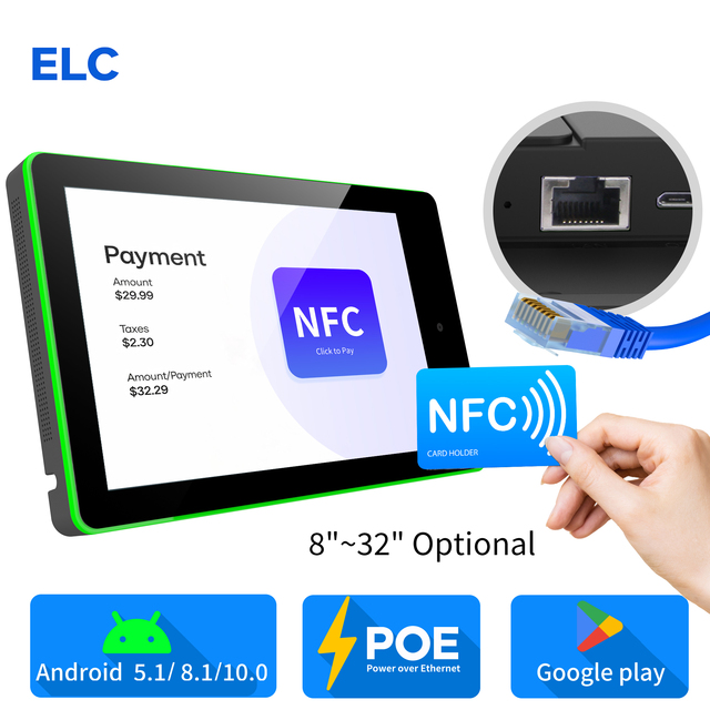 10-Inch POE NFC RFID Android Tablet PC Surrounding LED Light Room Booking System for Meetings Indoor for Airports Exhibitions