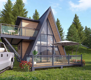 A-Frame Waterproof Steel Wood Container Prefab <strong>Wooden</strong> <strong>House</strong> for Apartment Villas or Hotels - Product Image 1