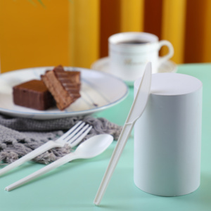 wrapped white heavy weight plastic cutlery pack disposable spork plastic fork and knife
