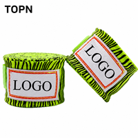 Bandages de boxe en coton avec logo personnalisé, 3 m, couleur personnalisée, largeur 5 cm, légère élasticité, Muay Thai, unisexe, OEM, marque TOPN, ISO