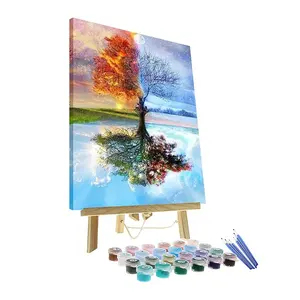 40cm x 50cm DIY oil paint digital kit for adults and children beginners Four seasons tree of life oil paint canvas for kids