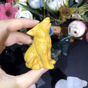Vendita all'Ingrosso di Giade Naturali: Giada Gialla Xiuyan, Opale Rosa, Ossidiana Nera, Lupo Urlante per Decorazione d'Interni - Product Image 4