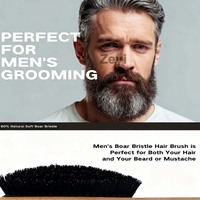Brosse à cheveux longue et confortable avec logo personnalisé, poils de sanglier, manche en bambou, peigne de massage, séchage au sèche-cheveux, antistatique