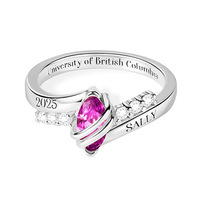European American College Class Ring Grenz überschreitende benutzer definierte feine Ring Dezember Birth stone Trendy personal isierte Gravur Hot Selling