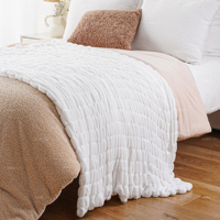 Plaid en fausse fourrure extensible double face, chaud et épais, imprimé, tricoté, effet bulle, pour canapé, chaise, lit, salon