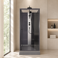 Cabine de douche Quadrant de fabricant de premier plan avec cadre chromé et panneau de massage multi-jets, porte en verre fumé