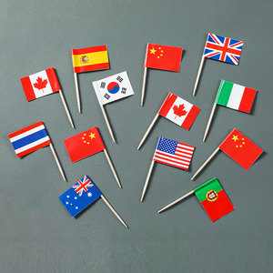 Personnalisé alimentaire cure-dents drapeau national pays cocktail gâteau drapeau cure-dents noël sandwich hamburger drapeaux pour hamburger - Product Image 3